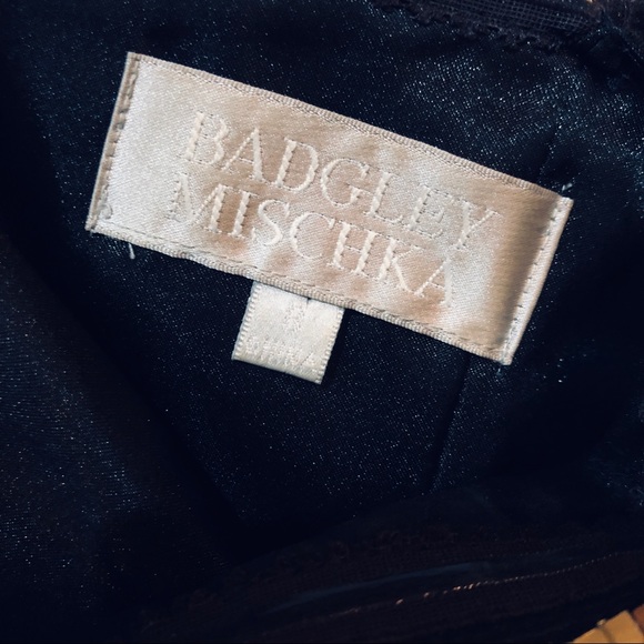 Badgely Mischka Gown. Sz 8. Black w/ gold sequins - Picture 3 of 7